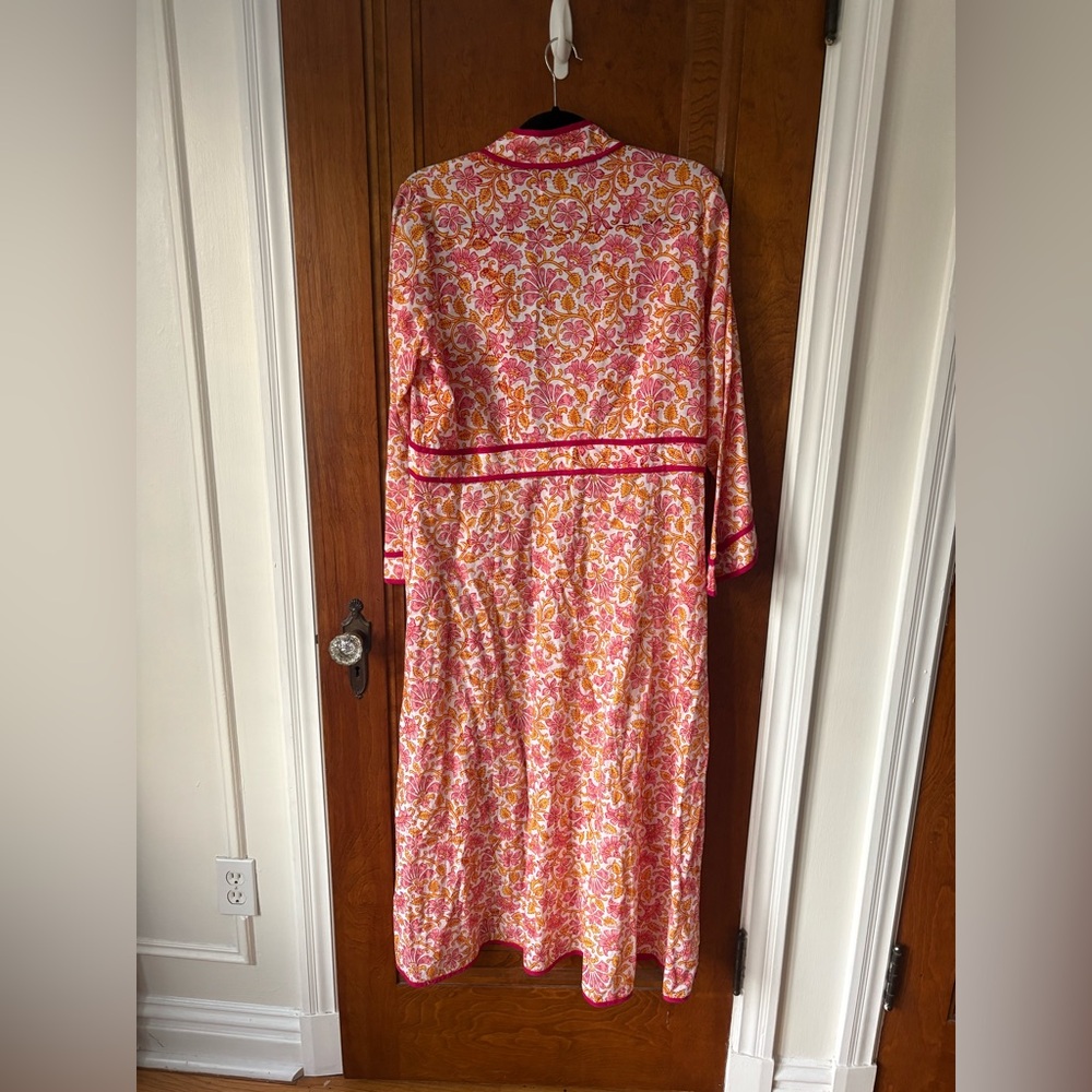 Sue Sartor Pink Hand block Floral Kimono - Small - Picture 3 of 3